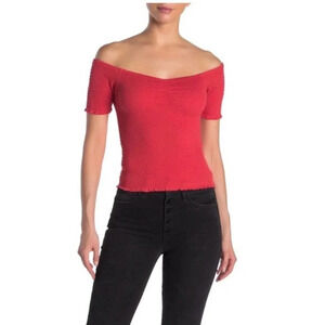 BP Women's Cherry Red Bandeau Neck Smocked Top Plus Size 4X NWT